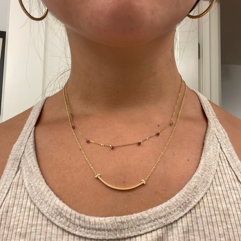 Dainty necklace with purple gems